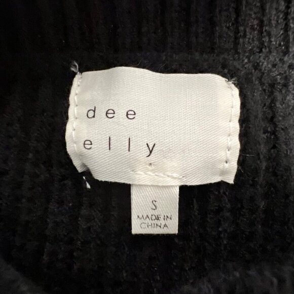 Dee Elly Womens Cut Out Sweater Long Sleeve Black/Ivory Colorblock Size Small - Picture 8 of 9